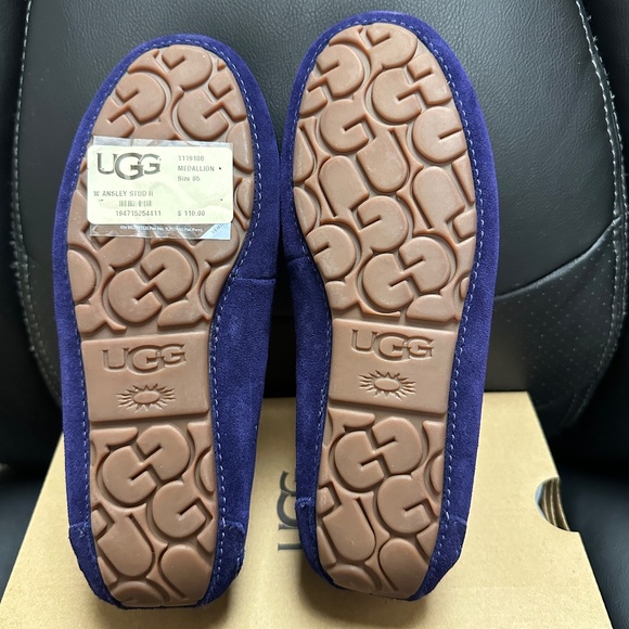 NIB! UGG Ansley Stud II Women's Slippers Size 5 Purple Suede Sheepskin Slip On - Picture 9 of 12